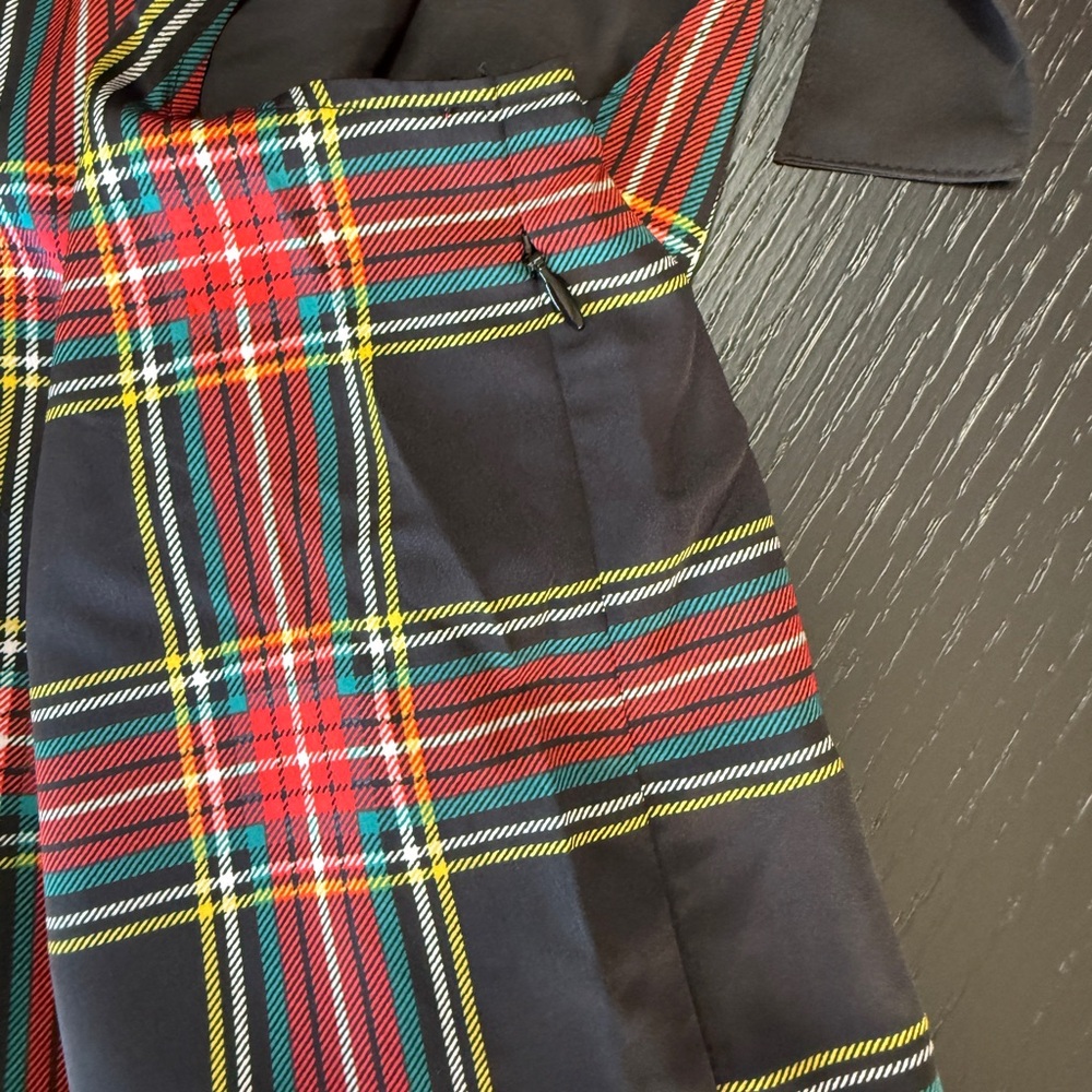NWT J.Crew Black Tartan Plaid Bow Neck Midi Dress Size 12 - Picture 8 of 9